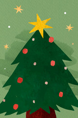 Canvas Print - Christmas tree doodle background vector