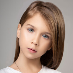 Little girl posing portrait in studio