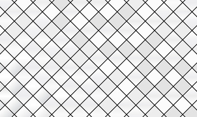 Poster - White Grey Background of Squares. Abstract mosaic of white colors squares. Square tiles pattern. Geometric style. White ceramic tile background. Gray Tiles. Banner for your design. Vector