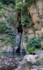 Wall Mural - waterfall on sao miguel island