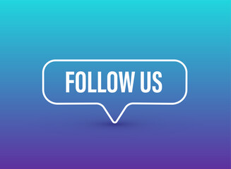 Poster - Button Follow us on colour background. Vector illustration