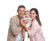 © New Africa - Portrait of happy family with their cute baby on white background