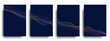 Set of cover design templates with dynamic abstract gradient line waves, on blue background. Sound flyer. Vector EPS 10