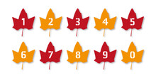 Brown And Yellow Leaf And Numbers 0-9