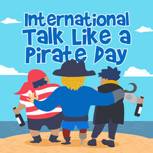 Three Pirate Watching Ocean Suitable For Talk Like Pirate Day