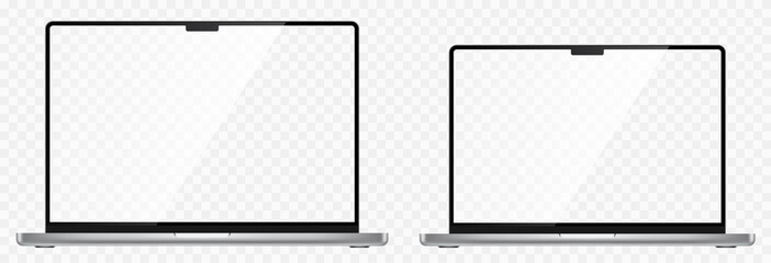Poster - realistic laptop set. laptop computer or notebook computer 14 and 16 inches screen. 3d laptops mocku