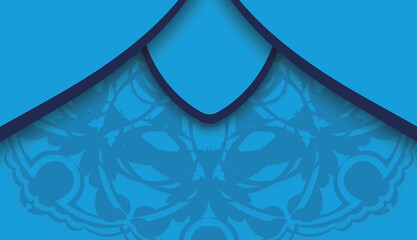 Baner of blue color with mandala pattern for design under your logo or text