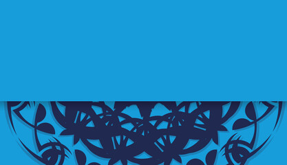 Baner of blue color with mandala pattern for logo design