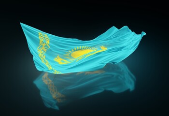 Abstract Kazakhstan Flag Illustration 3D Rendering (3D Artwork)