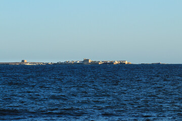 Tabarca Island and mediterranean sea under the sun