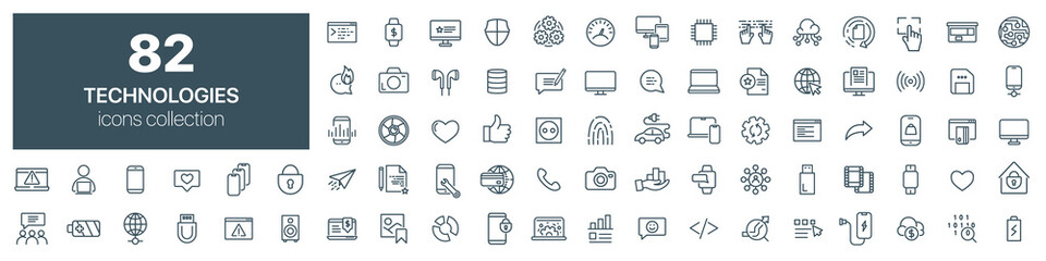 Leinwandbilder - Technologies line icons collection. Vector illustration eps10