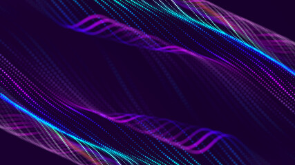 Leinwandbilder - Colored music surface. Beautiful curved wave on a dark background. Digital technology background. 3D