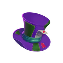Mad Hatter's Cylindrical Hat Illustration Isolated On White Background