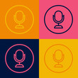 © Iryna - Pop art line Microphone icon isolated on color background. On air radio mic microphone. Speaker sign. Vector