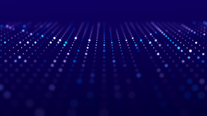 Fototapete - Digital background with movement of glowing particles. Complex technologies of big data. 3D rendering.