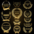 Retro vintage golden laurel wreaths award nomination collection