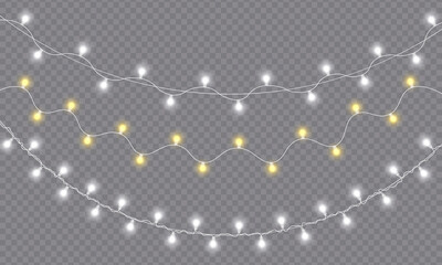Wall Mural - glowing lights garland christmas, led neon lamp.