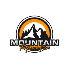 Canvas Print - mountain climbing emblem illustration logo design