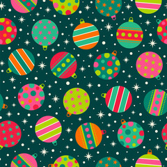 Wall Mural - Colorful christmas balls seamless pattern.