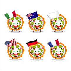 Wall Mural - Fruit tart cartoon character bring the flags of various countries