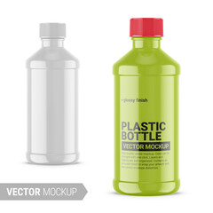 Wall Mural - White glossy plastic bottle mockup. Vector illustration.