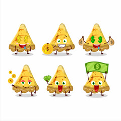 Sticker - Slice of custard tart cartoon character with cute emoticon bring money