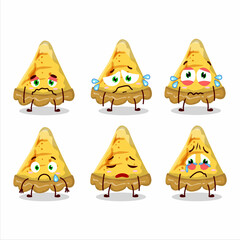 Poster - Slice of custard tart cartoon character with sad expression