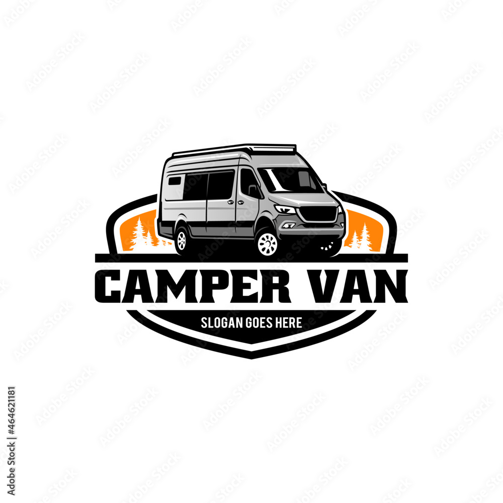 RV camper van vehicle isolated logo vector Stock Vector | Adobe Stock