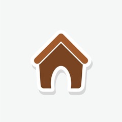 Wall Mural - Wood dog house sticker icon for web design isolated on white background