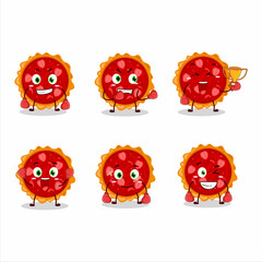 Sticker - A sporty strawberry tart boxing athlete cartoon mascot design