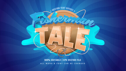 Poster - Fisherman Tale 3d Text Style Effect. Editable Illustrator Text Style.
