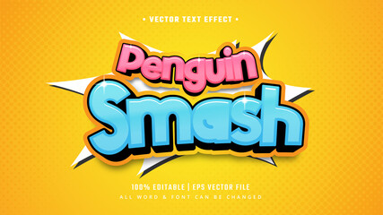Poster - Penguin Smash 3d Text Style Effect. Editable Illustrator Text Style.