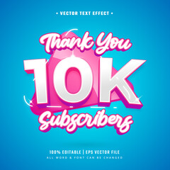 Poster - Thank You 10k Subscribers 3d Text Style Effect. Editable Illustrator Text Style.