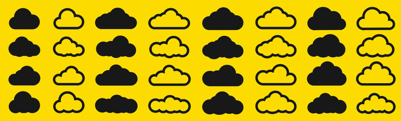 Poster - Vector Illustration Cartoon Collection Of Sky Clouds On Yellow Background