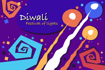 Wall Mural - Colourful Diwali fireworks. Greetings for Diwali festival