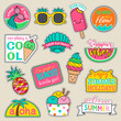 © NTRdesign - Set of fashion patches, cute colorful badges, fun cartoon icons design in summer holidays concept.