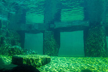 A Stone Columns Under Green Water