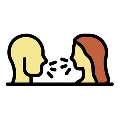 Sticker - Couple swear icon. Outline couple swear vector icon color flat isolated