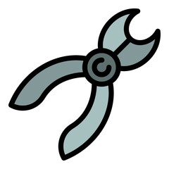 Poster - Metal pliers icon. Outline metal pliers vector icon color flat isolated