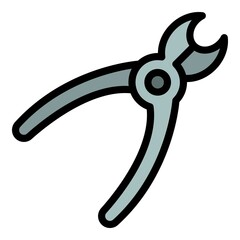 Poster - Cut pliers icon. Outline cut pliers vector icon color flat isolated