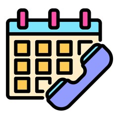 Poster - Calendar service center icon. Outline calendar service center vector icon color flat isolated