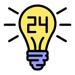 Poster - 24 hours service center icon. Outline 24 hours service center vector icon color flat isolated