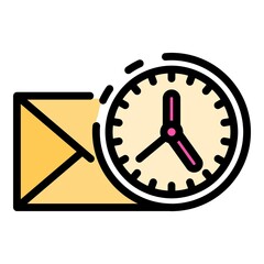 Poster - mail time service center icon. outline mail time service center vector icon color flat isolated