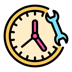 Sticker - Work time service center icon. Outline work time service center vector icon color flat isolated