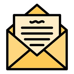 Sticker - Mail letter icon. Outline mail letter vector icon color flat isolated