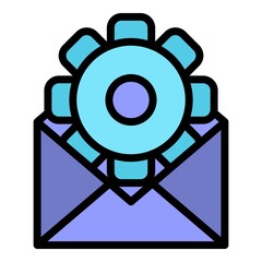 Poster - Gear mail wheel icon. Outline gear mail wheel vector icon color flat isolated