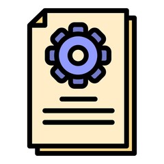 Poster - Gear service paper icon. Outline gear service paper vector icon color flat isolated