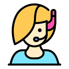 Poster - Service call center icon. Outline service call center vector icon color flat isolated
