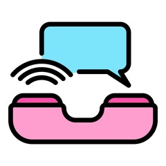 Poster - Call chat help icon. Outline call chat help vector icon color flat isolated