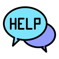 Poster - Help service chat icon. Outline help service chat vector icon color flat isolated